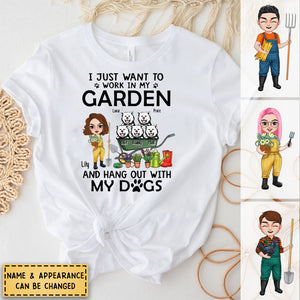 Up To 5 Dogs I Just Want To Work In My Garden - Personalized Shirt For Him, Her, Dog Lovers, Gardener
