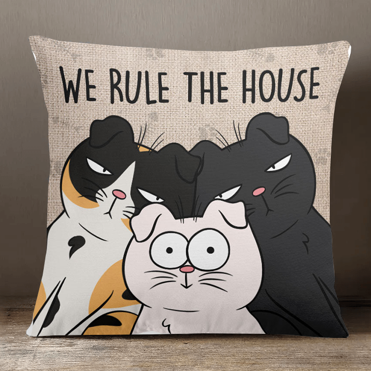 We Rule The House New Version - Personalized Cat Pillow