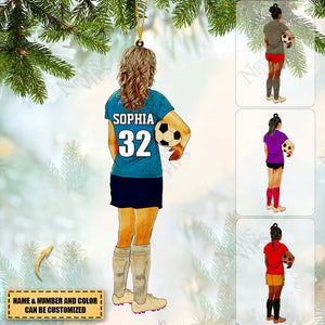 Personalized Soccer Player Acrylic Christmas Ornament For Football Lovers