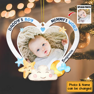 Gift For Newborn Baby Daddy And Mommy's World Photo Ornament