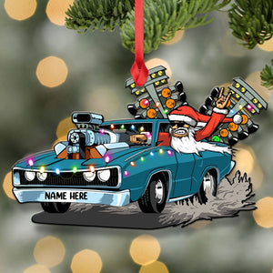 Drag Racing Hot Rod With Drag Tree Light - Personalized Christmas Ornament - Christmas Gift For Drag Racer