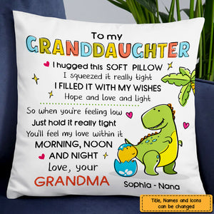 Personalized Granddaughter Hug This Dinosaur Drawing Pillowcase