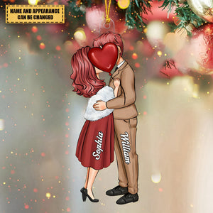 Hugging and kissing couples - Personalized Acrylic Christmas Ornament - Birthday Gift For Spouse, Lover, Husband, Wife, Boyfriend, Girlfriend