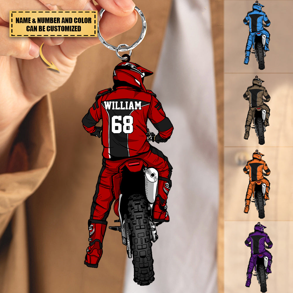 Personalized Motocross Rider Acrylic Keychain For Dirt Bike Lover