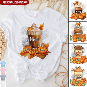 Grandma Mom Mimi Pumpkin Spice Latte Personalized Shirt