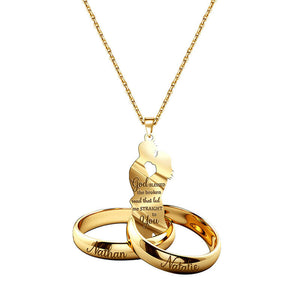 COUPLE GIFT COUPLE RINGS PERSONALIZED Stainless Steel Necklace