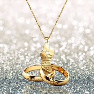 COUPLE GIFT COUPLE RINGS PERSONALIZED Stainless Steel Necklace