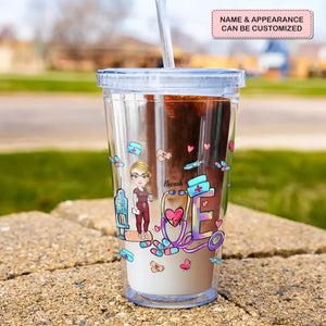 Personalized Acrylic Tumbler - Birthday, Nurse's Day Gift For Nurse - She Works Willingly With Her Hands ARND018