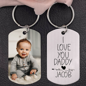 Personalized Photo Keychain Gift For Dad I Love You Daddy Custom Keychain with Picture Special Gift For Father Gift From Kids