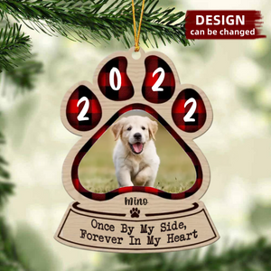 Personalized Memorial Dog Ornament - Upload Photo - Memorial Gift Idea For Dog Mom/ Dog Dad - Once By My Side, Forever In My Heart
