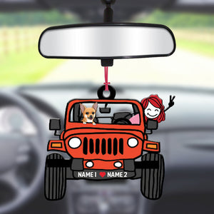 Personalized Ornament Car Girl Dog