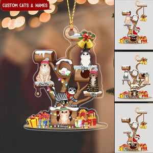 Christmas Cat Tower Personalized Acrylic Ornament
