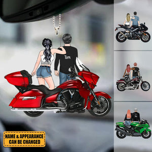 Riding Partner For Life - Personalized Acrylic Car Ornament, Motorcycle Couple, Gift For Motorcycle Lovers