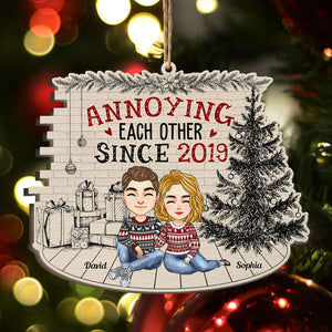 Annoying Each Other - Personalized Custom Shaped Wooden Ornament