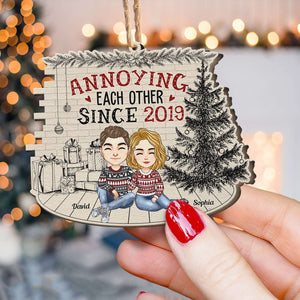 Annoying Each Other - Personalized Custom Shaped Wooden Ornament