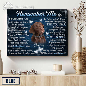 Gift For Someone Who Lost A Pet, Personalized Pet Memorial Canvas, Remember me