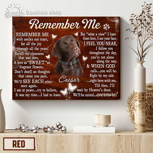 Gift For Someone Who Lost A Pet, Personalized Pet Memorial Canvas, Remember me