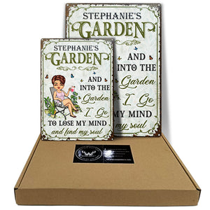 And Into The Garden I Go Gardening Vertical - Garden Sign - Personalized Custom Classic Metal Signs