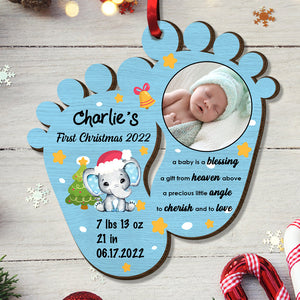 Baby Blessing Keepsake Newborn First Christmas, Personalized Wood Ornament, Christmas Gift