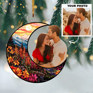 I Love You To The Moon And Back - Personalized Custom Photo Mica Ornament - Christmas Gift For Family, Couple, Family Members