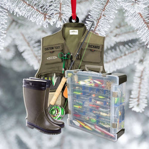 Fishing Gear Personalized Acrylic Ornament - Christmas Decor For Fishing Lovers