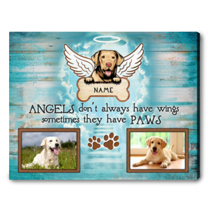 Unique Pet Loss Gifts Pet Photo Memorial With Angel Wings Dog Customized Gifts Poster