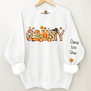 Nana Grandma Bundle Fall Season Thanks Giving Alphabet Doodle Grandkids Personalized Sweatshirt