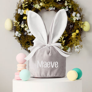 Personalized Name Easter Bunny Velvet Basket