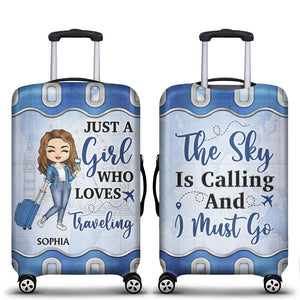 Just A Girl Who Loves Traveling - Gift For Traveling Lovers - Personalized Custom Luggage Cover