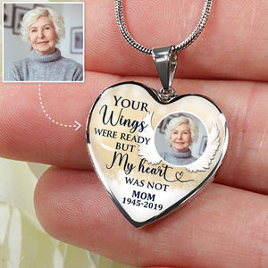 Your Wings Were Ready But My Heart Was Not, Custom Photo, Luxury Heart Necklace
