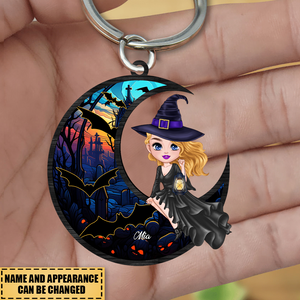 Gift For Witch Lover, Halloween Gift - Personalized Keychain