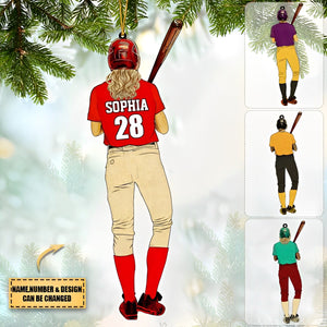 Personalized Softball Player Acrylic Christmas Ornament For Softball Lovers