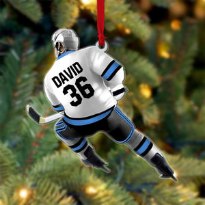 Hockey Player Shape, Personalized Hockey Christmas Ornament, Christmas Tree Decorations for Hockey Lovers
