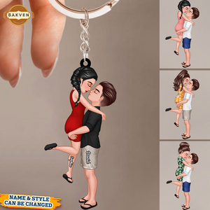 Doll Couple Kissing Hugging  Personalized Keychain
