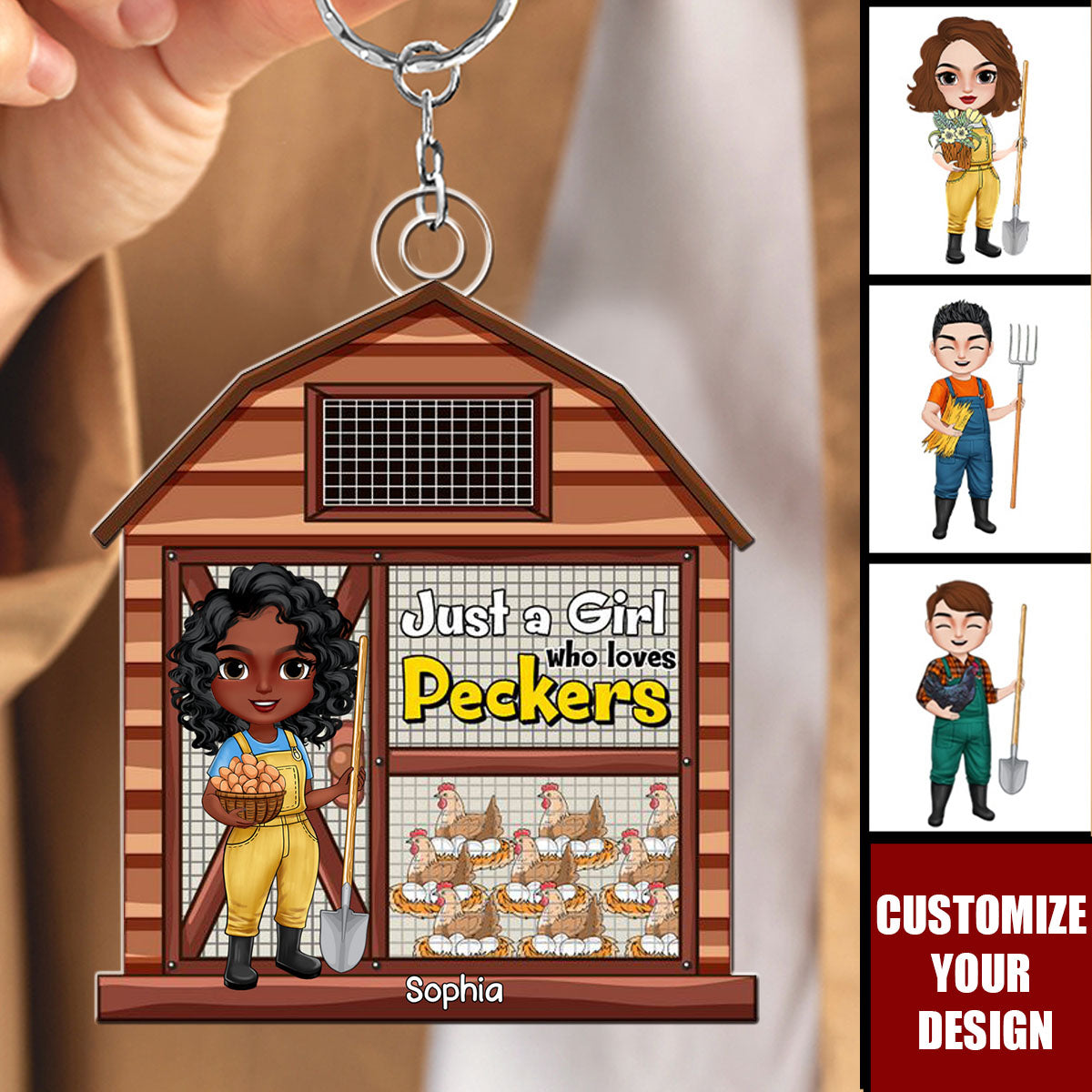 Personalized Gifts For Farmer Keychain Chicken Coop