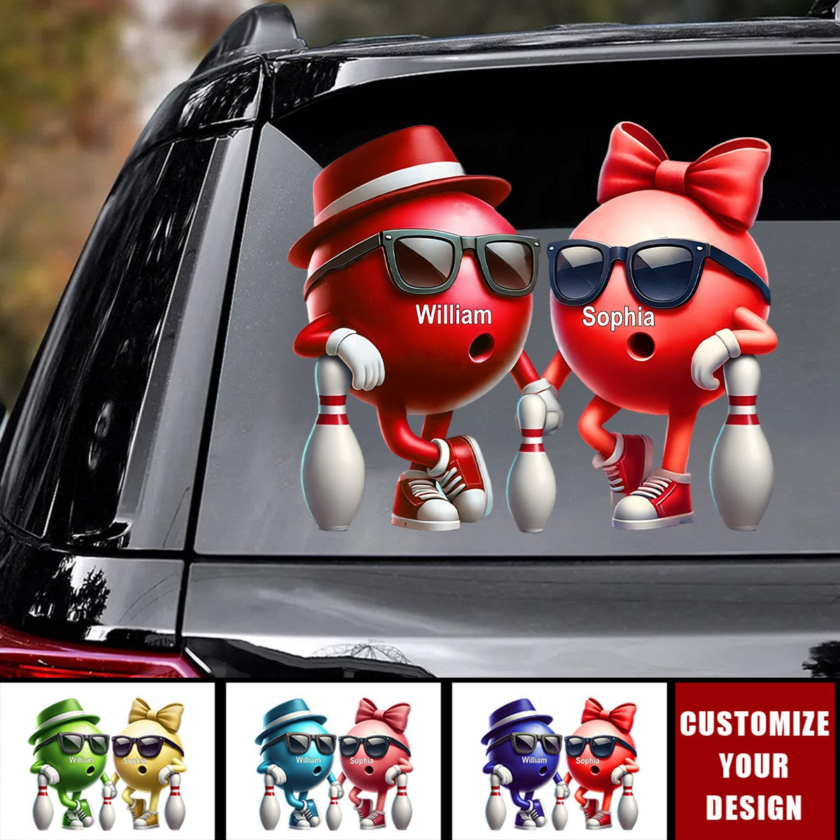 Bowling Couple Together - Personalized Decal