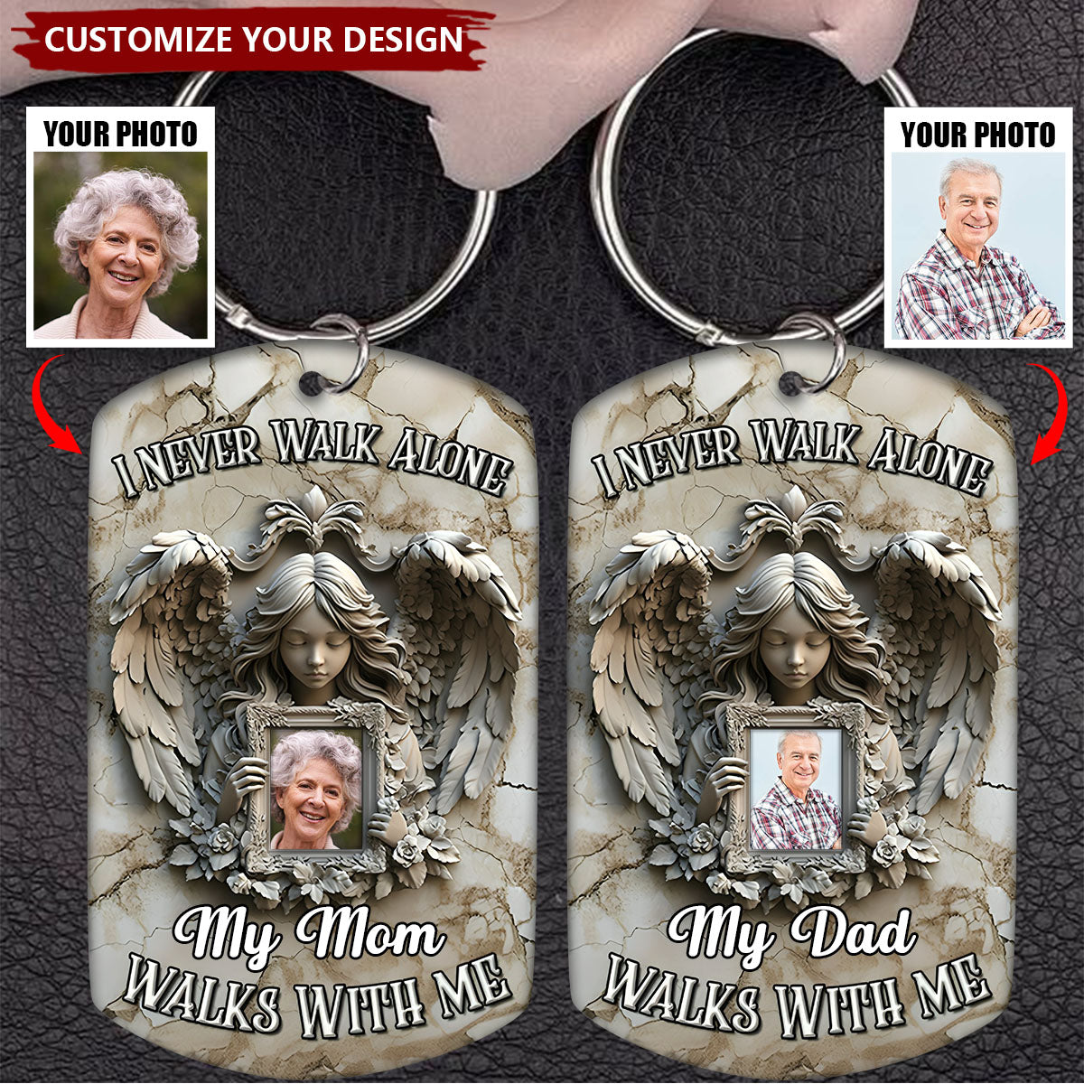 Angel Wings - Personalized Memorial Keychain