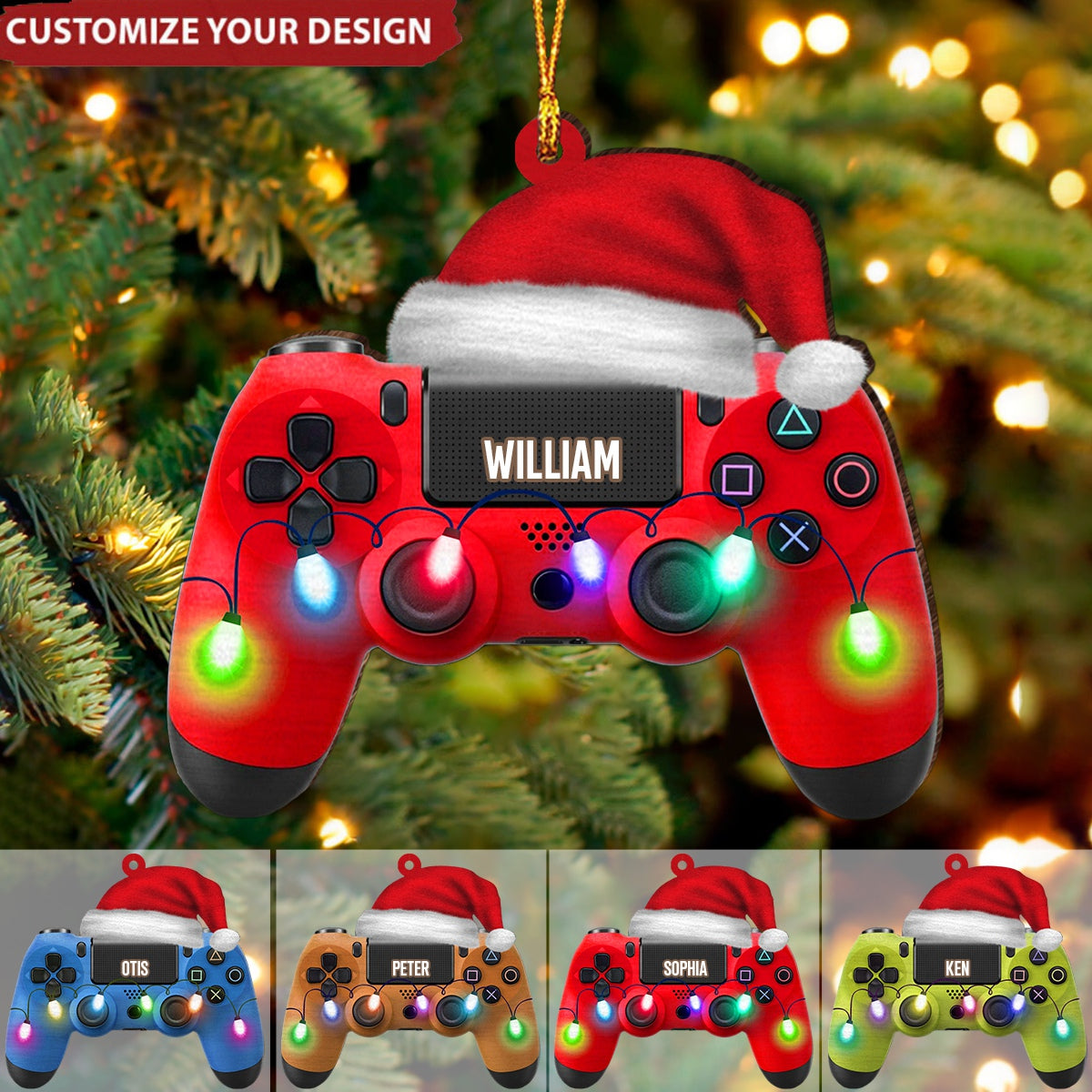 Custom Name Gaming Hand Play Personalized Christmas Gaming Ornament