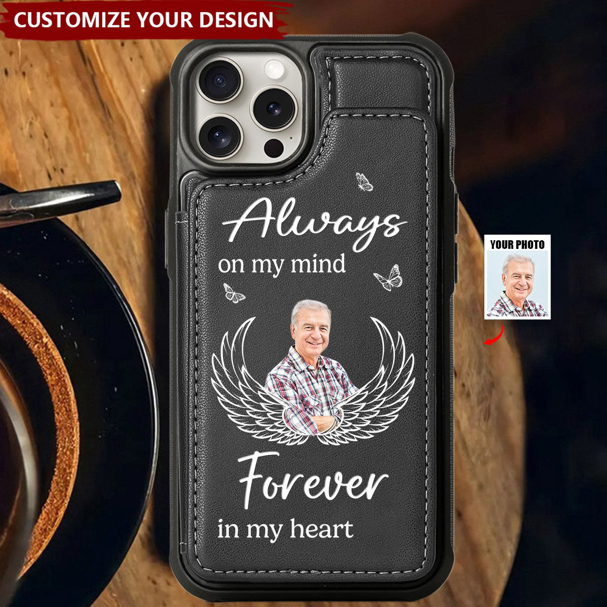 Custom Photo I’ll See You In My Dreams - Memorial Personalized Leather Flip Wallet Phone Case