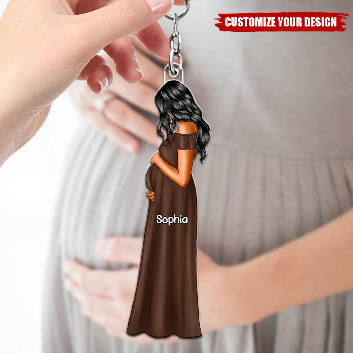 Custom Gift For Expecting Moms - Personalized Acrylic Keychain