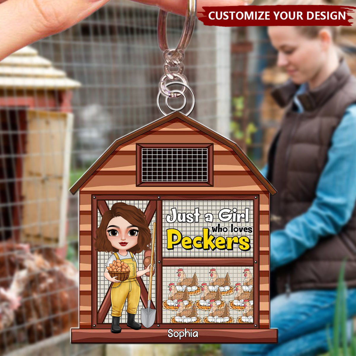 Personalized Gifts For Farmer Keychain Chicken Coop