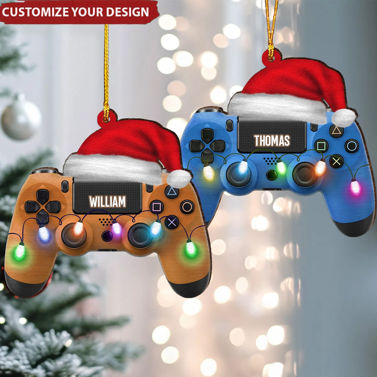 Custom Name Gaming Hand Play Personalized Christmas Gaming Ornament