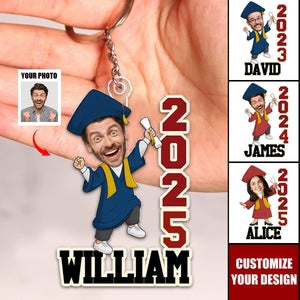 Custom Photo Cheers To The Tassel Hustle - Family Personalized Keychain