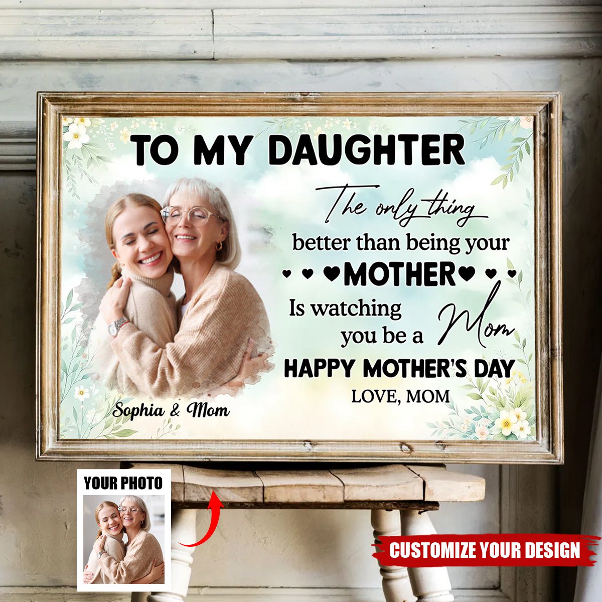 Custom Photo To My Daughter From Mom Happy Mother's Day Personalized Poster