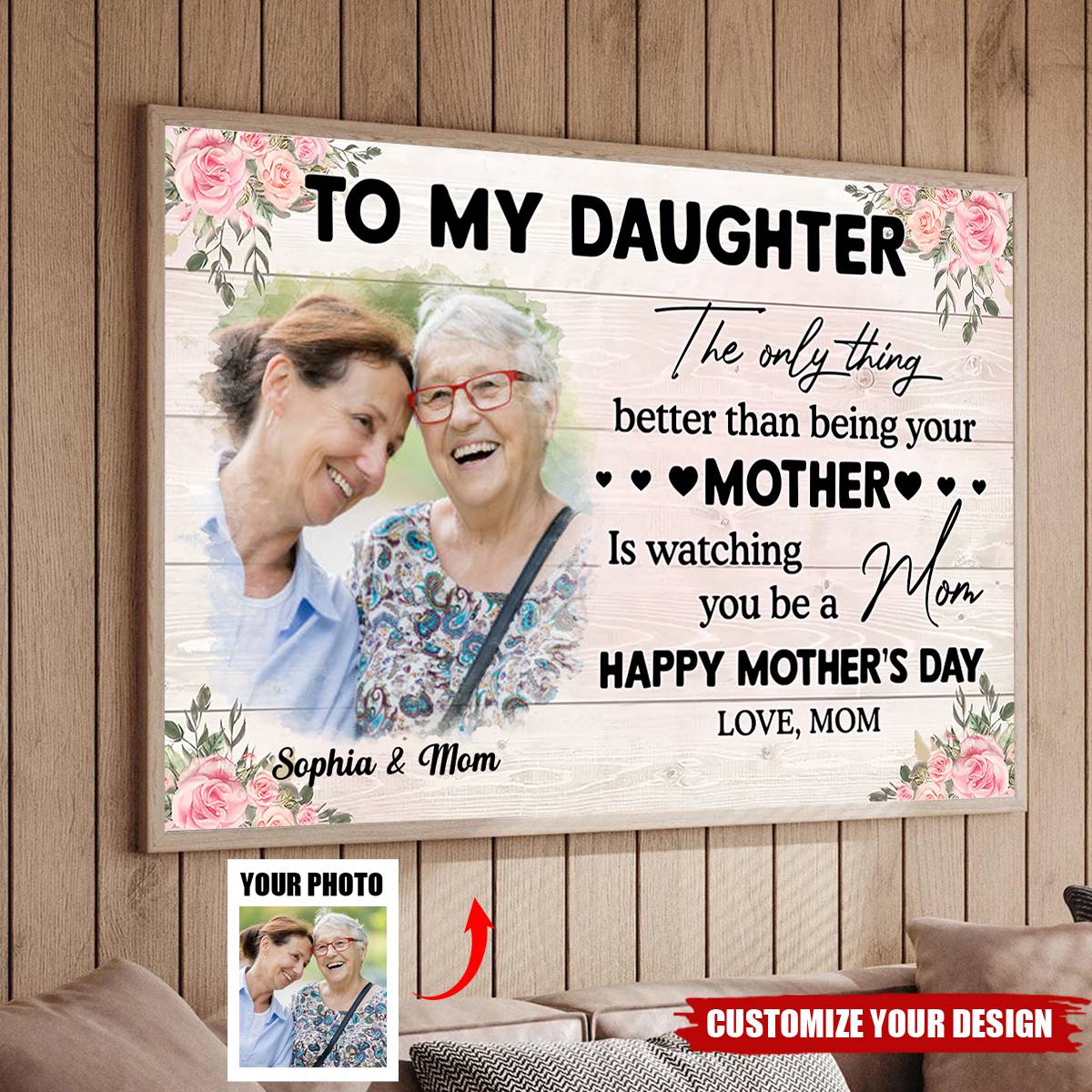 Custom Photo To My Daughter From Mom Happy Mother's Day Personalized Poster