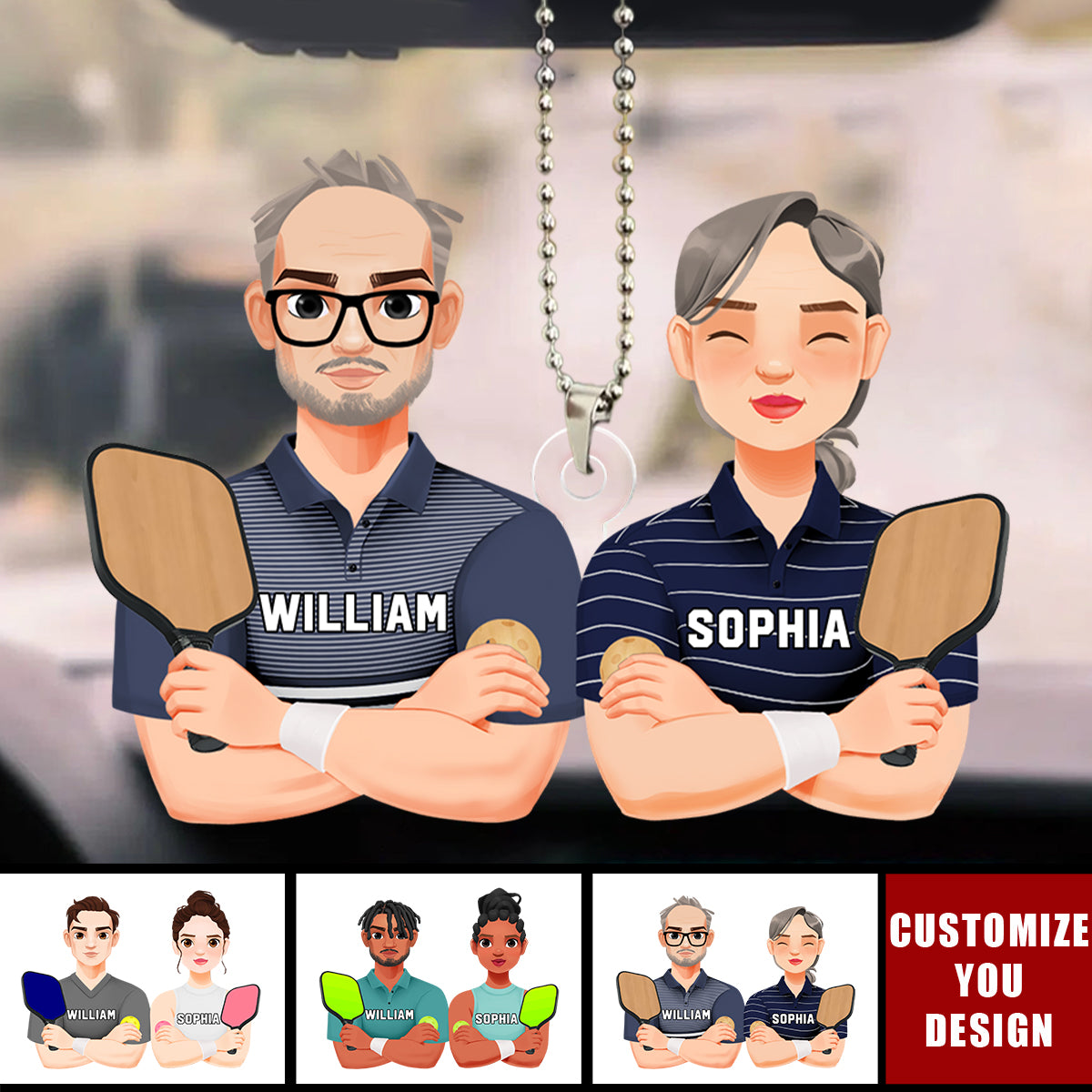 Custom Gifts For Pickleball Couple Personalized Car Ornament