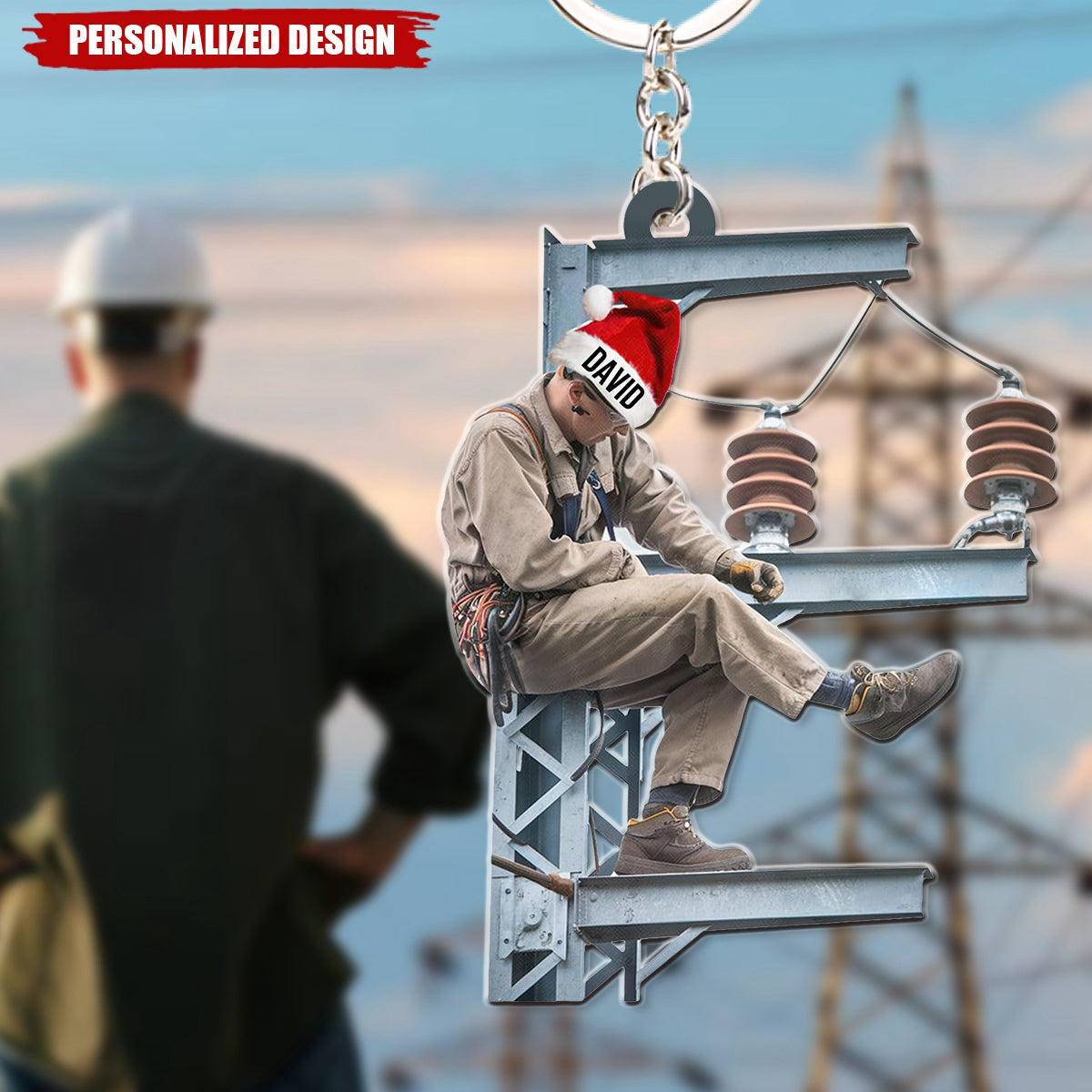 Personalized Lineman Keychain - Gift For Lineman Acrylic Keychain