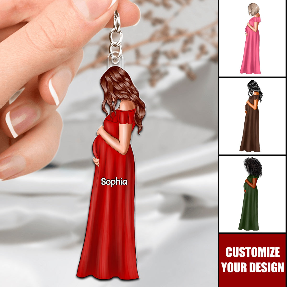 Custom Gift For Expecting Moms - Personalized Acrylic Keychain