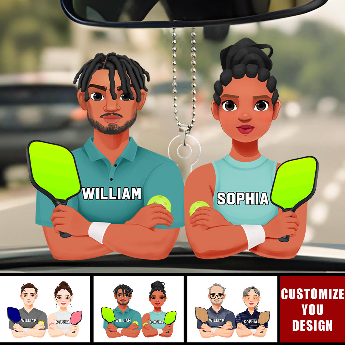 Custom Gifts For Pickleball Couple Personalized Car Ornament