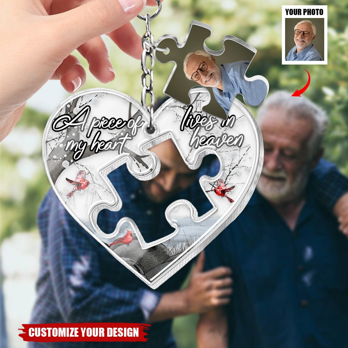 Personalized Memorial Keychain - A Piece Of My Heart Lives In Heaven